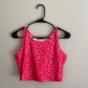 Pink crop top with cheetah print